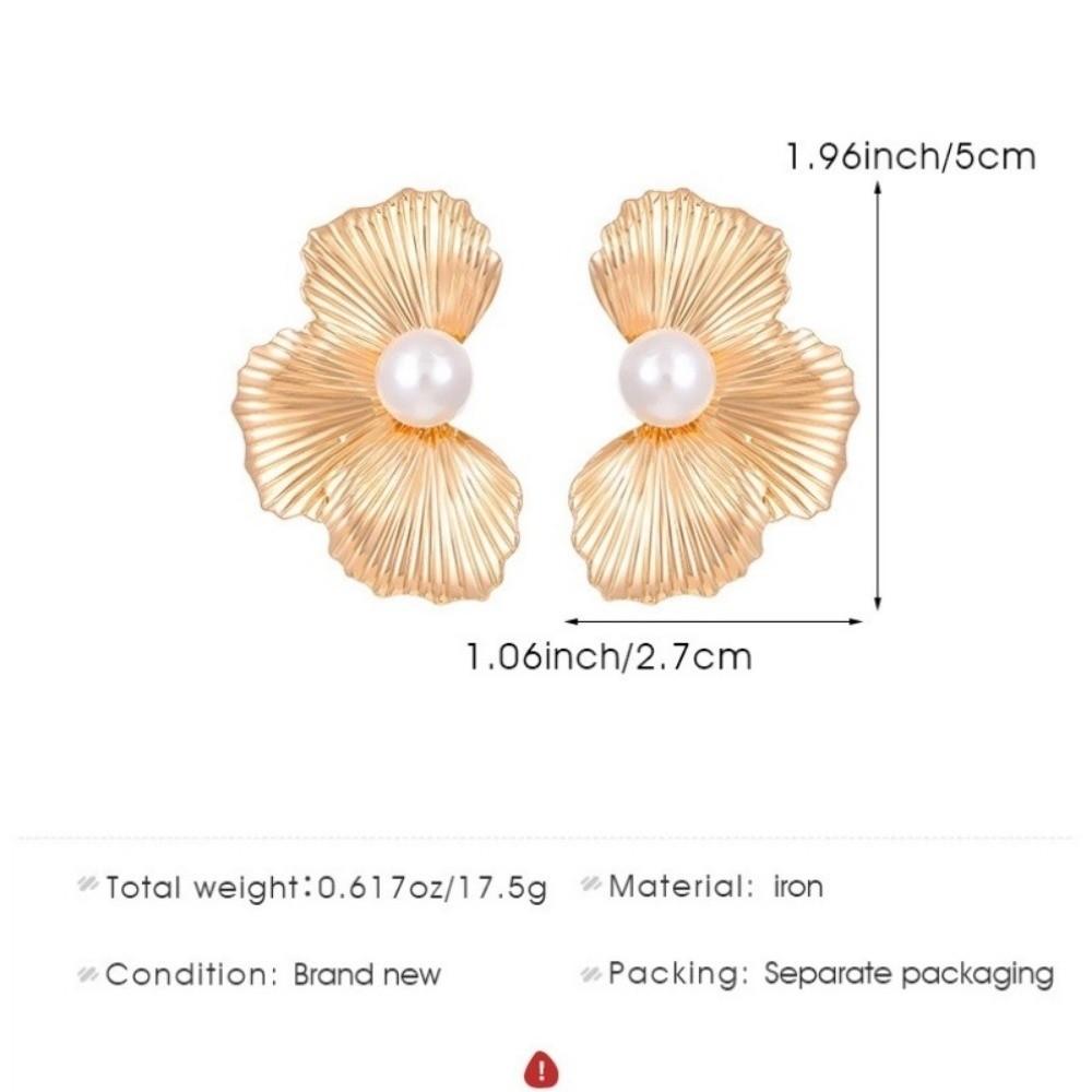 Металлические серьги-капли в виде листьев, Преувеличенные серьги-подвески в виде лепестков, Вечерние аксессуары для ушей