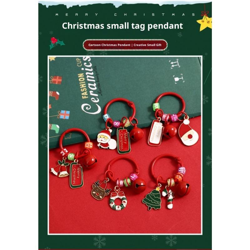 Подвеска для сумки Мультяшная Рождественская бирка Подвеска Рождественская елка Рождество Санта Клаус Брелок Креативный Рождественский венок Олень Брелок для ключей Девочки