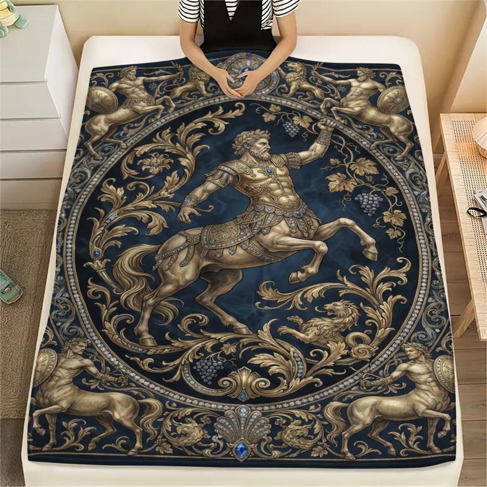1Pc Centaur Print Flannel Blanket, High quality Comfortable for All Seasons, Home Decor, Warmth and Comfort, Perfect for Christmas Gifts W90