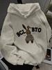 Autumn Winter Women's Hooded Sweatshirt Long Sleeve Solid Color with Cute Little Dog Print Pullover