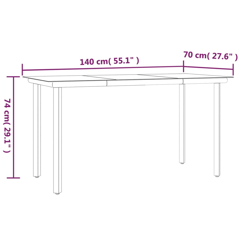 5 Piece Outdoor Dining Set with Cushions Poly Rattan and Steel