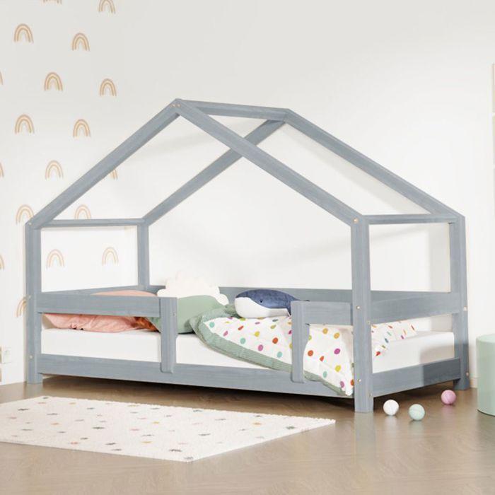Lit cabane enfant LUCKY 90 x 180 gris