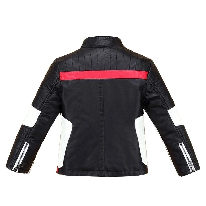 Красивый крутой дизайн, искусственная кожаная куртка для мальчиков, осенне-весенняя детская теплая куртка-бомбер, зимняя одежда для малышей 2-12 лет