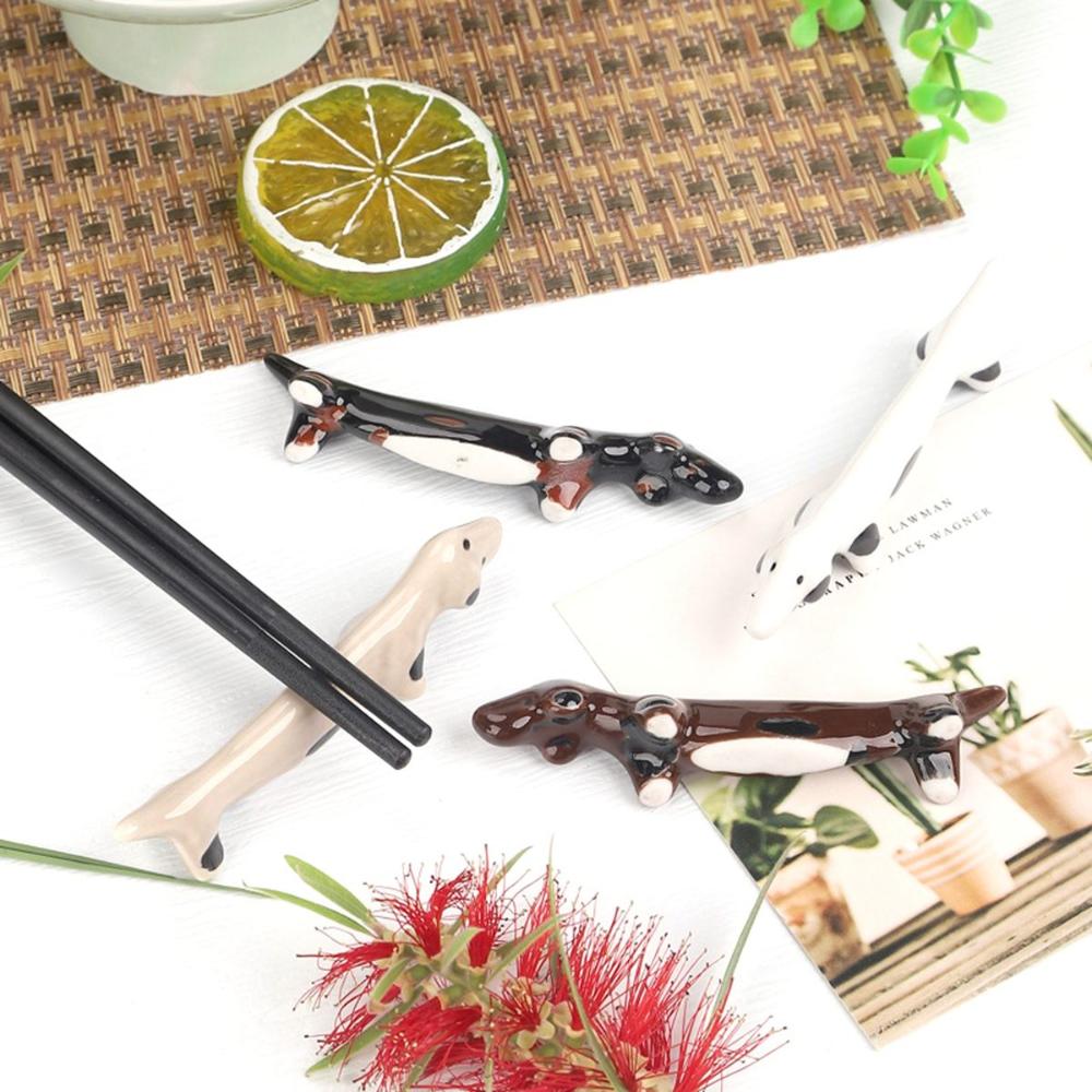 Ceramic Elegant Cute Puppy Shaped Dinnerware Stand Chopsticks Holder Tableware Rack Chopstick Rest