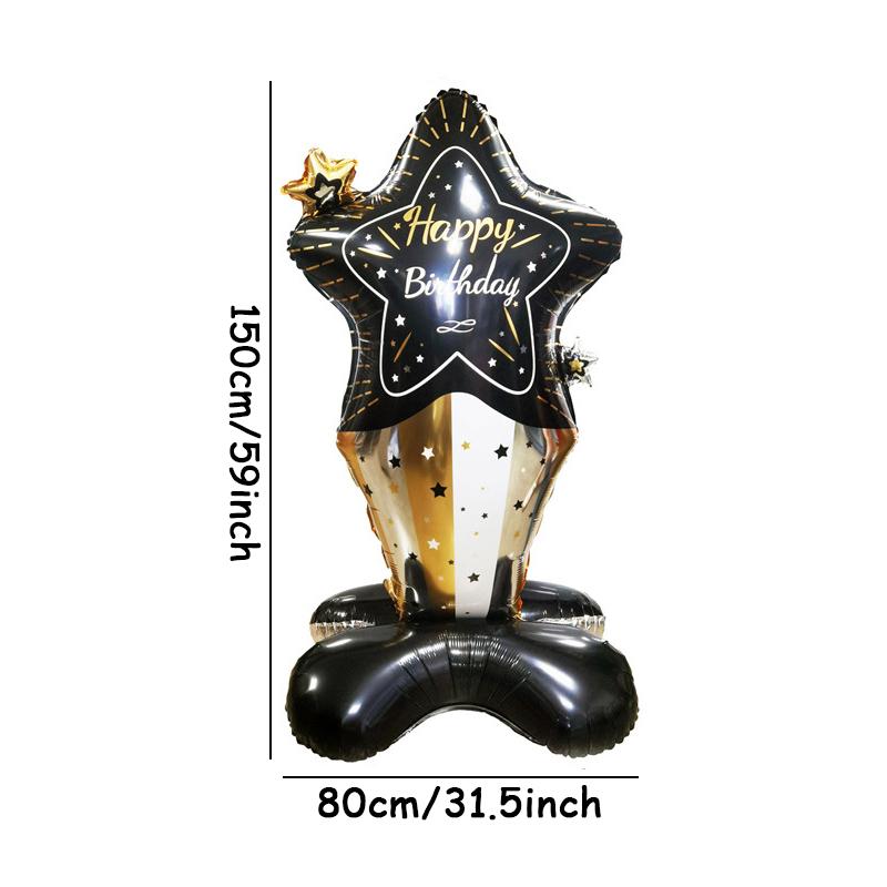 Реквизит для фотосъемки на день рождения Воздушный шар 4D Черно-золотой Алюминиевый пленочный воздушный шар для дня рождения Украшение домашней сцены