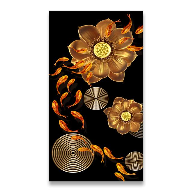 Китайский стиль золотой кои холст картина настенное искусство фэн-шуй рыба печать плакатов карп лотос пруд картина комната Hoom Декор Куадрос без рамки