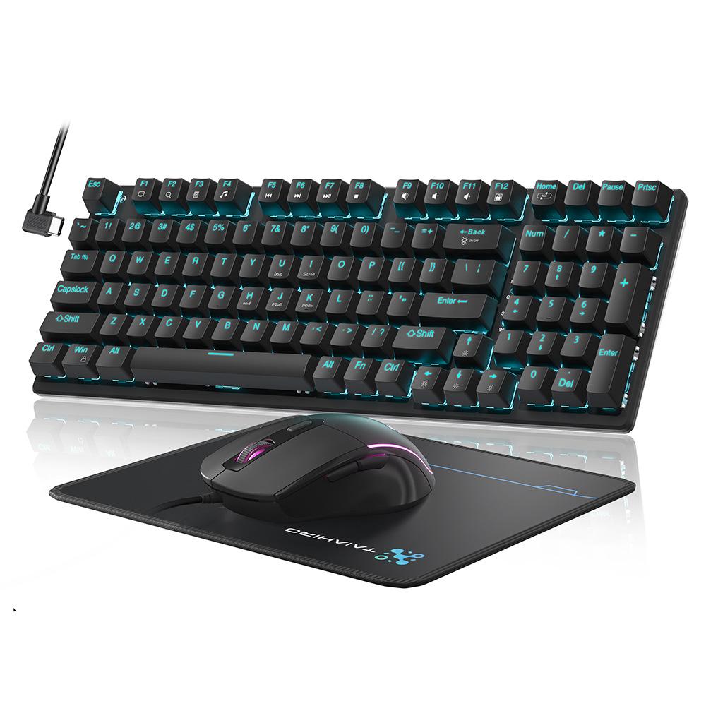 Механическая клавиатура с RGB-подсветкой и игровой набор мыши для офиса и игр