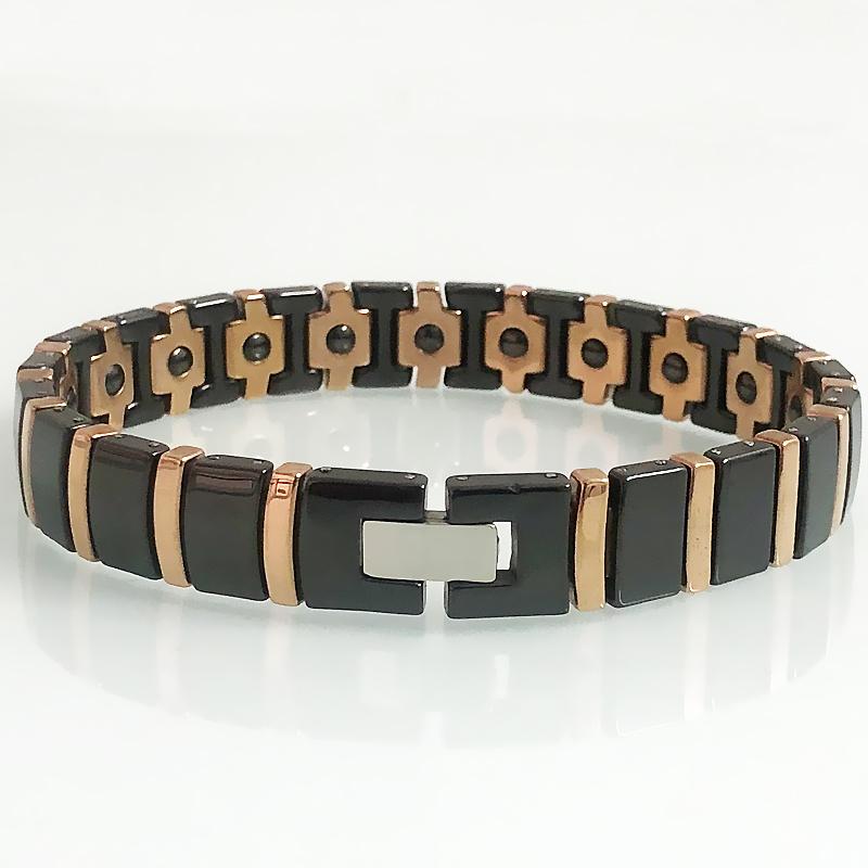 Цвет розового золота, стальной белый/черный керамический браслет-цепочка для мужчин и женщин, биогерманиевый магнитный браслет, женские ювелирные изделия
