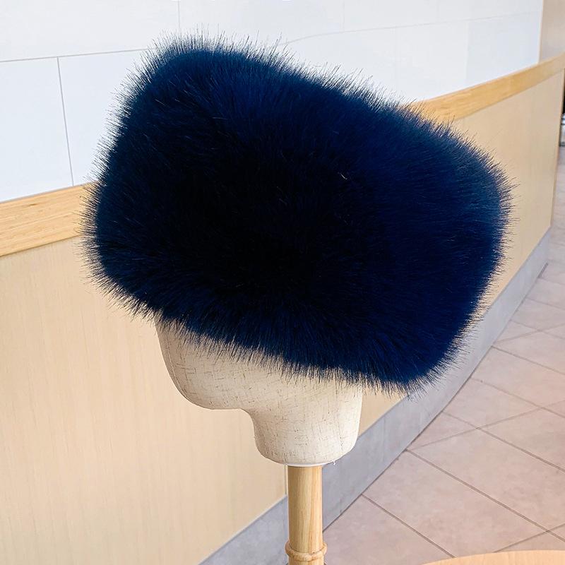 Women Hats Headband Winter Earwarmer Ski Hats Russian Tick Fluffy Imitation Fox Fur Cap Empty Top