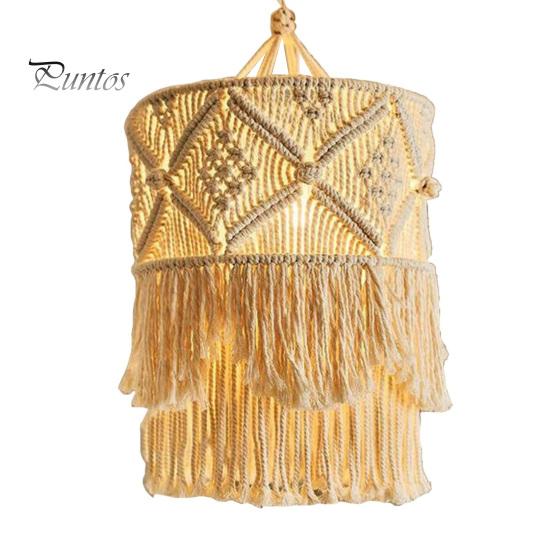 Абажур в стиле бохо с плетением, абажур ручной работы из макраме в стиле бохо, подвесной абажур из хлопковой веревки для спальни, гостиной, декора