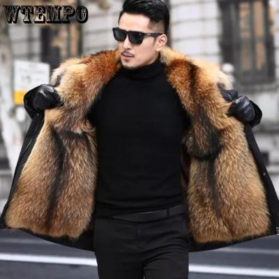 Пуховик с большим меховым воротником, мужская зимняя толстая хлопковая куртка, обычная верхняя одежда с капюшоном, меховая куртка, парка