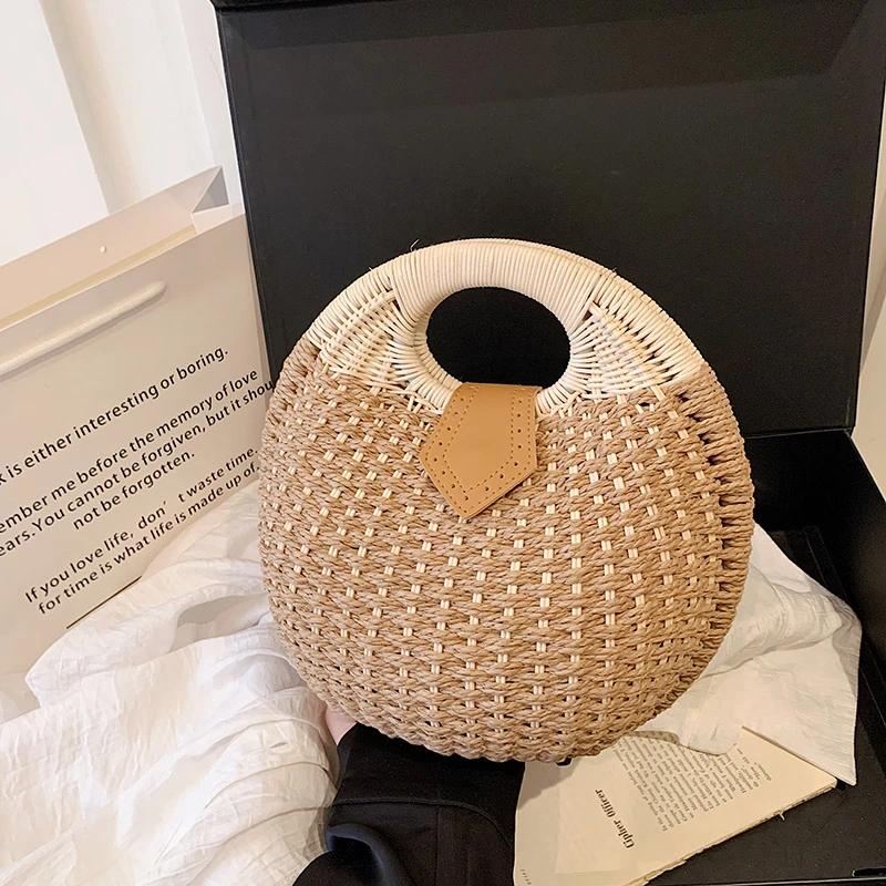 Вязаные сумки с ручками-ракушками National Hasp, новинка, милая индивидуальность, модное плетение из травы, лаконичные и легкие, повседневные, модные