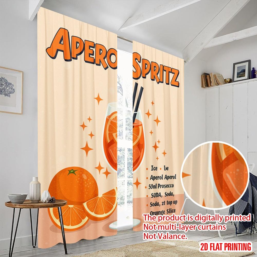 2 шт. 2D плоская печать Занавеска Рецепт коктейля Aperol Spritz Ткань Без электричества Праздничные занавески для праздничных портретов