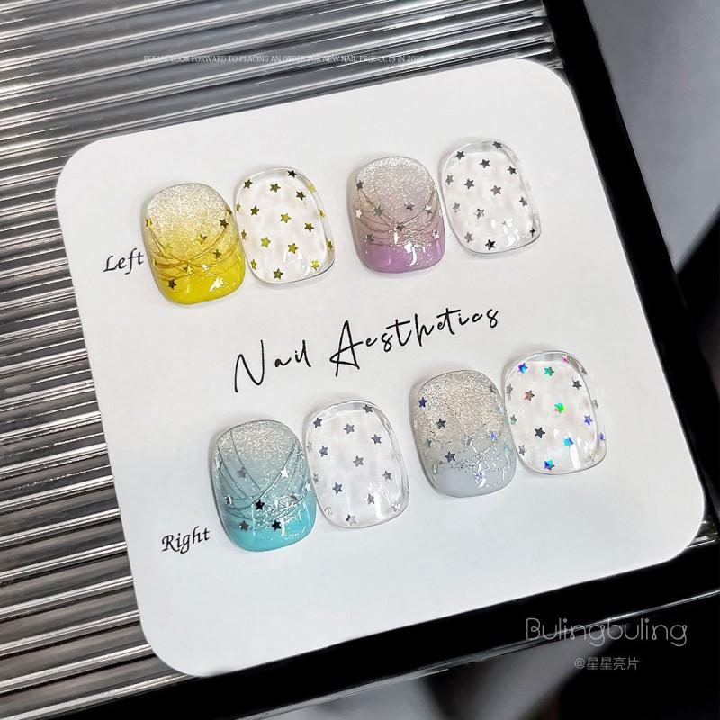 Mini Star Sequin Nail Art Charms Shiny Iridescent Pentagram Ultra-thin Shell Stickers