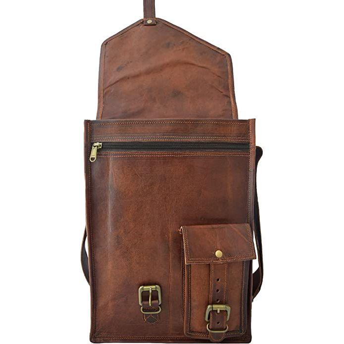 Кожаная сумка-мессенджер подходит для 13-дюймового ноутбука MacBook | Мужчины Женщины Подростки Колледж Школа Ранец Сумки через плечо