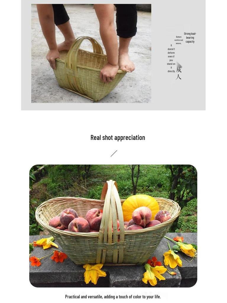 Handmade Bamboo Basket for Fruits, Vegetables, Eggs, and Storage