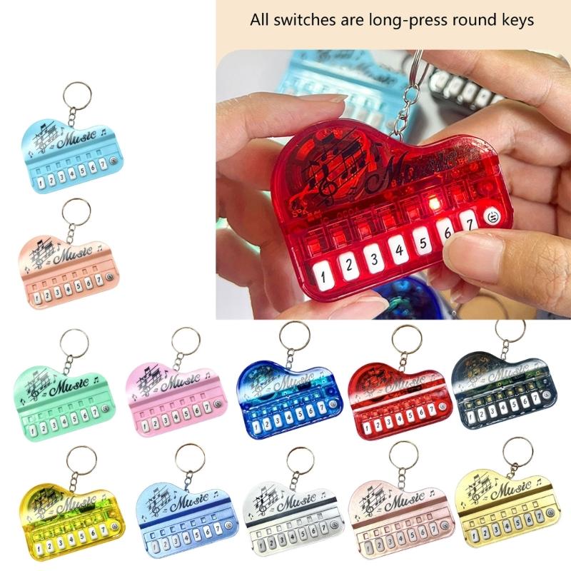 Playable Miniature Piano Keychain Toy For Children Portable Musical Instrument With LED Light Safe Plastic Design
