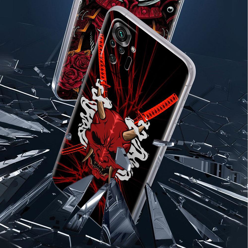 Чехол с маской самурая Они для Xiaomi Redmi Note 11 Pro 10 9 9S 8 8T 7 9A 9C 9T 10 10C K40, прозрачный мягкий чехол из ТПУ