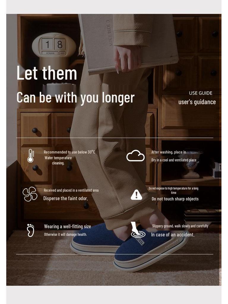 2025 Новые осенне-зимние эластичные хлопковые тапочки на толстой подошве - Теплые, нескользящие и удобные для мужчин и женщин