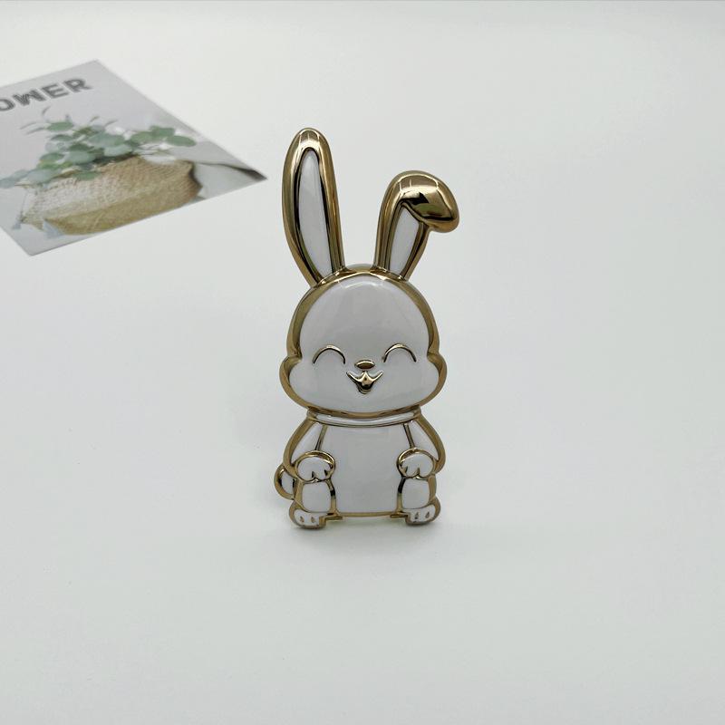 Cute Rabbit Phone Grip Stand Foldable Adjustable Universal Compatibility Cartoon Bunny Design Secure Grip for Smartphones and Tablets