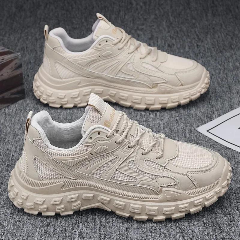 Thick Sole Versatile Sneakers for Men 2024 New Trend Mesh Lace Up Casual Shoes Desiner Comfortable Breathable Men's Sport Shoes
