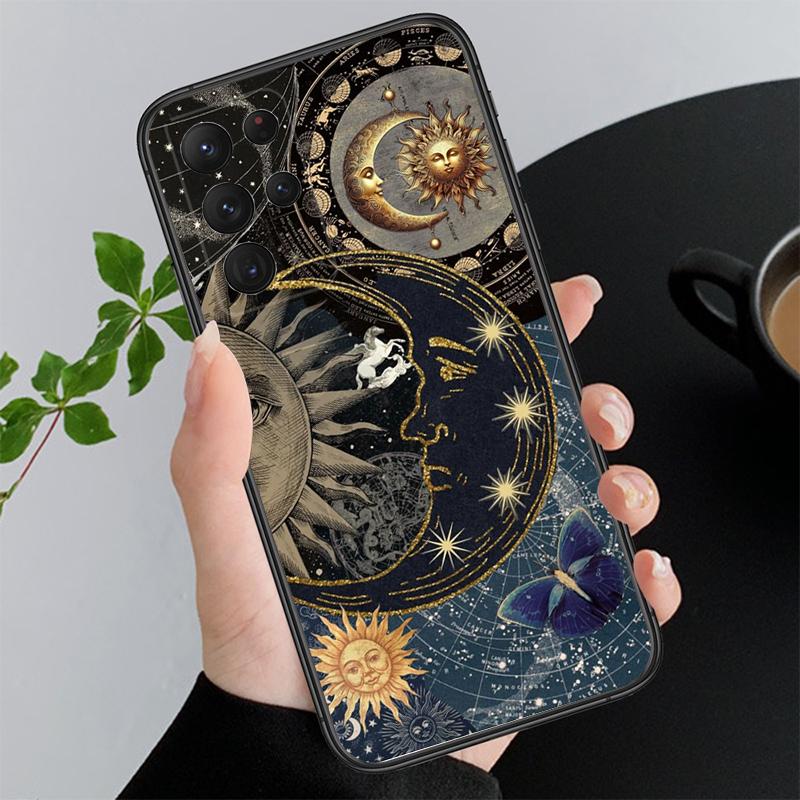 Эстетичный чехол для телефона Луна и Солнце Для Samsung Galaxy S25 S24 S23 S22 S21 Ultra S24 S23 S22 S21 S25 Plus S24 S25 FE