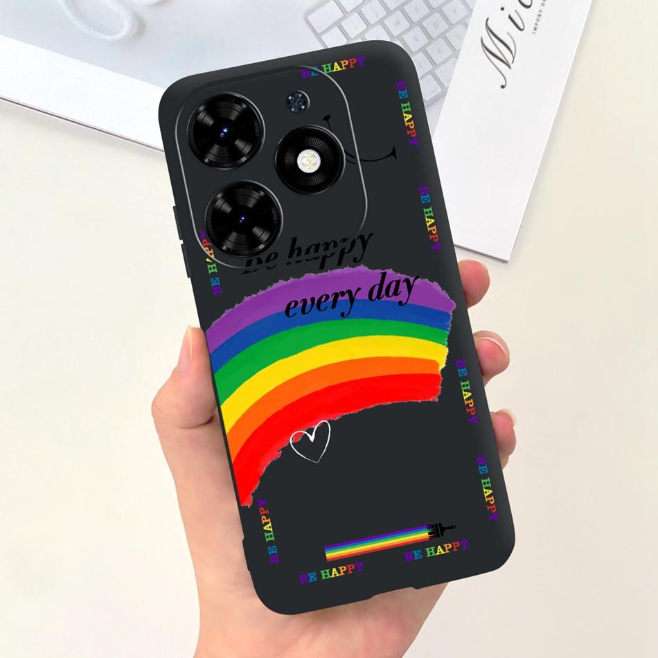 Чехол для Tecno Spark Go 2024 Милый Цветочный Узор Сердечки Конфетный Цвет Мягкий Силикон Тонкая Задняя Крышка Телефона Для Spark Go (2024) BG6