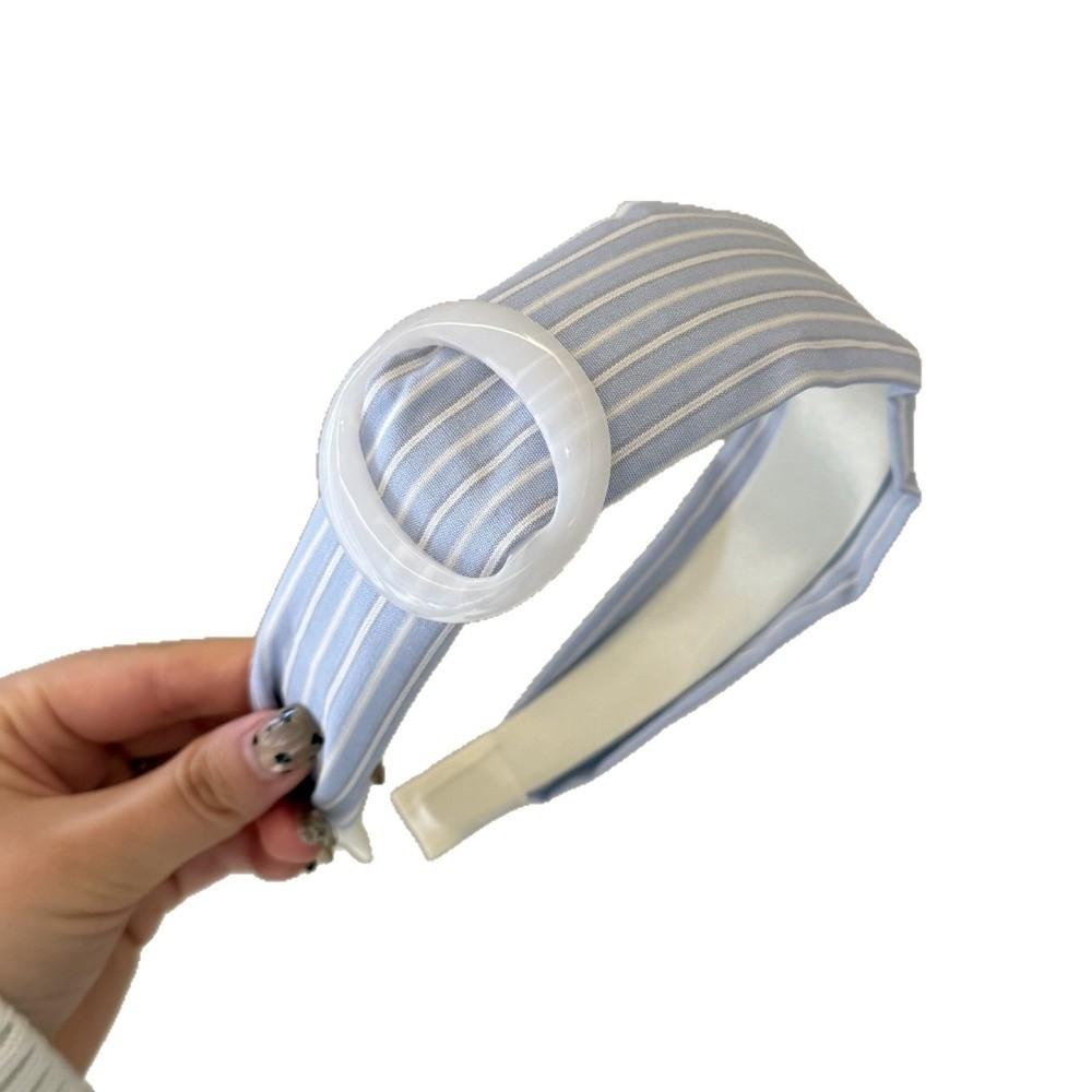 Blue Plaid Wide Brim Headband Round Shape Women Headband New Makeup Headband For Hair Styling