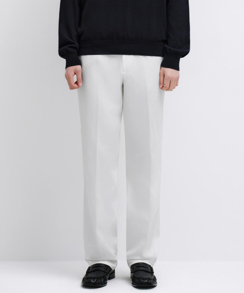 MUSINSA STANDARD Semi-Wide Hidden Banding Slacks [White]