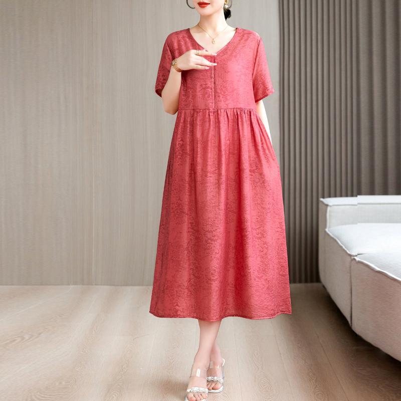 Элегантные платья для женщин, повседневные летние длинные платья больших размеров с короткими рукавами, женская винтажная женская одежда среднего возраста