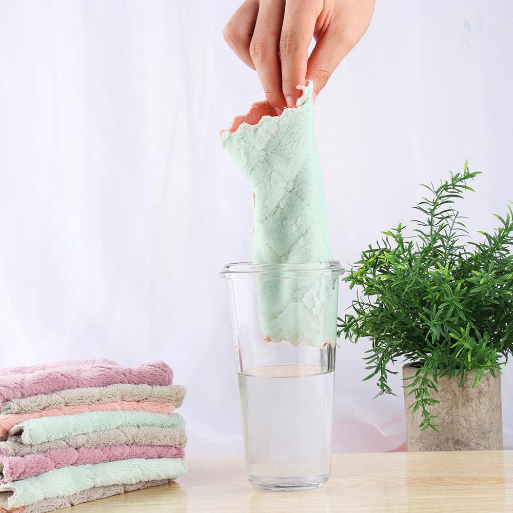Dish Microfiber Kitchen Super Absorbent Clean Cloths Cleaning Towel Scouring Pad Non-stick Oil Rags