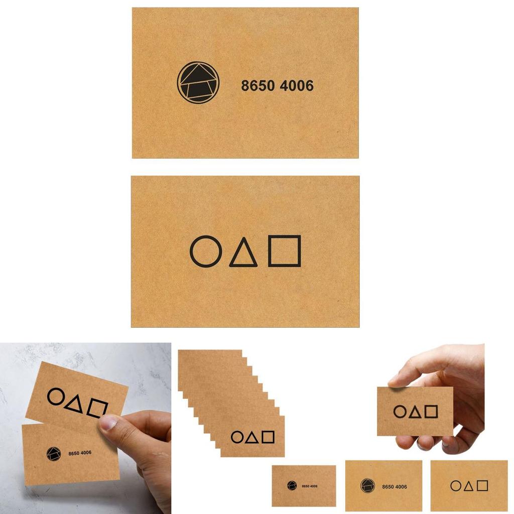 Мистический набор визиток с приглашением на игру в кальмара с иконками квадрат, треугольник, круг