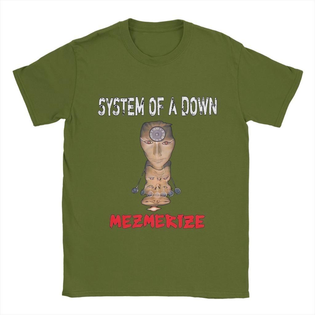System of a Down Футболки для мужчин Музыка Винтаж Чистый хлопок Футболки Круглый вырез Короткий рукав Футболка Одежда больших размеров