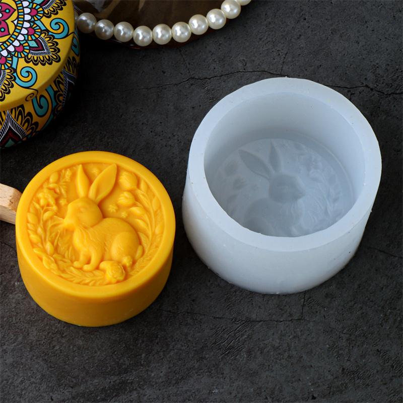 3D Рельефный Цветок Кролик Силиконовая Форма для Мыла Сделай Сам Пасхальный Кролик Смола Гипс Изготовление Животное Шоколадная Форма для Торта Подарок Домашний Декор