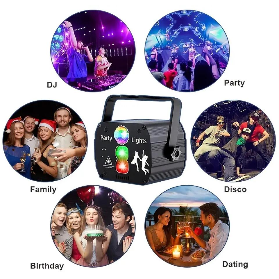 Звуковая активация DJ Disco Laser Party Lights Светодиодная стробоскопическая лампа для рождественской вечеринки в честь Хэллоуина