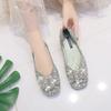 Single Shoes Soft-soled Shoes Fashion Shallow Mouth Single Shoes 2025 Autumn New Pearl Rhinestones