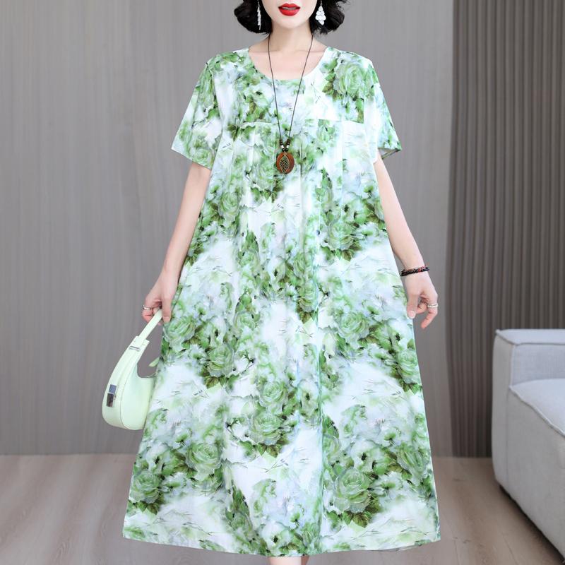Женские свободные платья, элегантное повседневное летнее платье больших размеров с коротким рукавом, длинное платье больших размеров, женская винтажная одежда