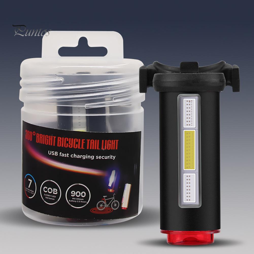 Велосипедный задний фонарь Puntos, перезаряжаемый через USB, светодиодный предупредительный велосипедный фонарь на 360 градусов
