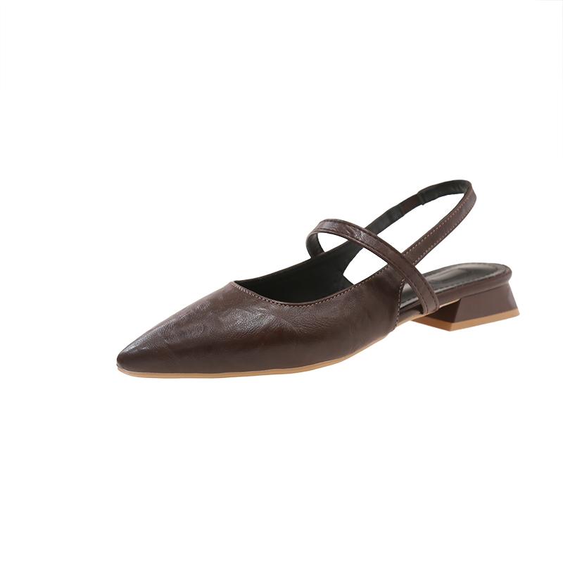 Роскошные летние женские сандалии с острым носком, с ремешком через пятку, мюли, элегантные женские туфли на низком каблуке для вечеринок стриптиза