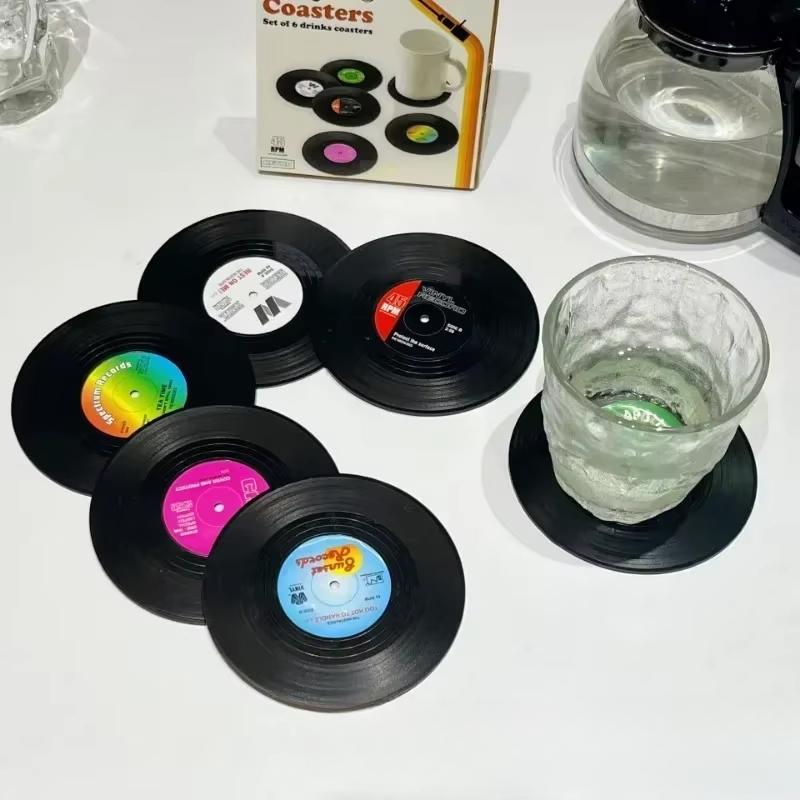 6 шт. пластинка ретро винил CD подставки пластины изоляционные подставки под кофе термостойкие салфетки нескользящие кухонные принадлежности инструмент