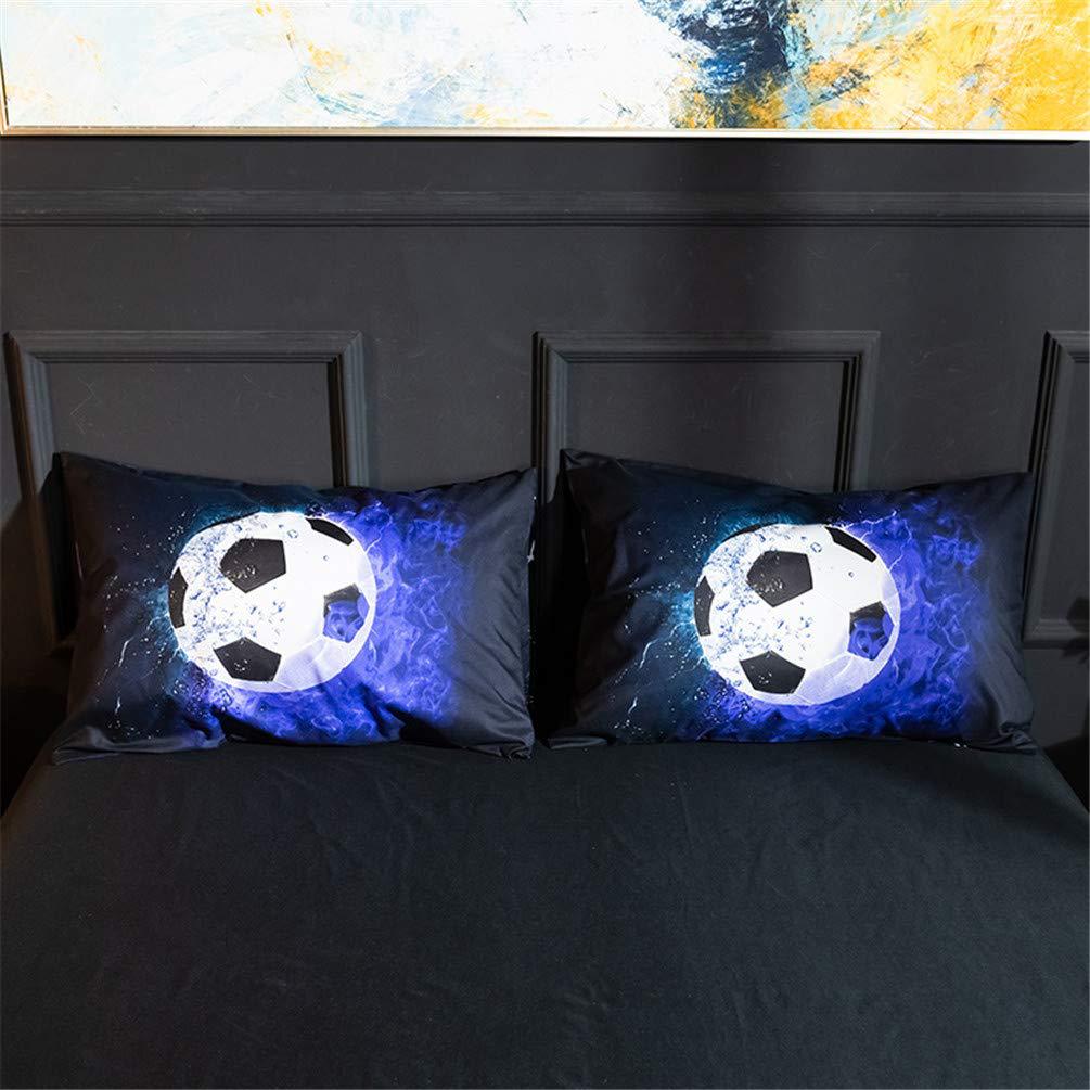 Blue Football Three-Piece Quilt Cover 3D Digital Printing Bedding Set D Bed Cover