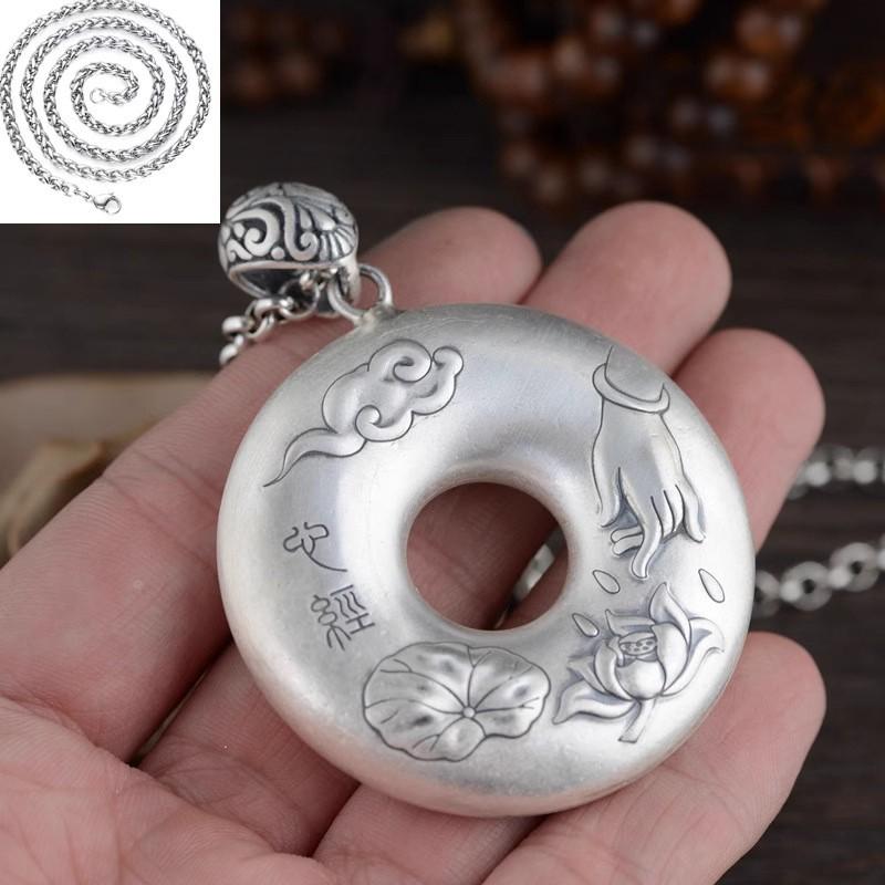 Copper Hollow Bodhi Seed Pendant Necklace Men Women Bohemian Vintage Style With Adjustable Chain Buddhist Sutra Charm