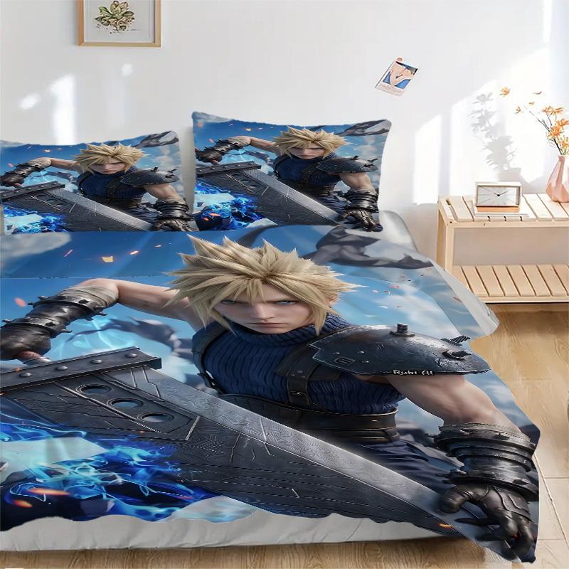 Cloud Strife Buster Sword Print 3Pcs Bedding Set,Duvet Cover with 2 Bedro,Pillowcase Home Birthday Gift