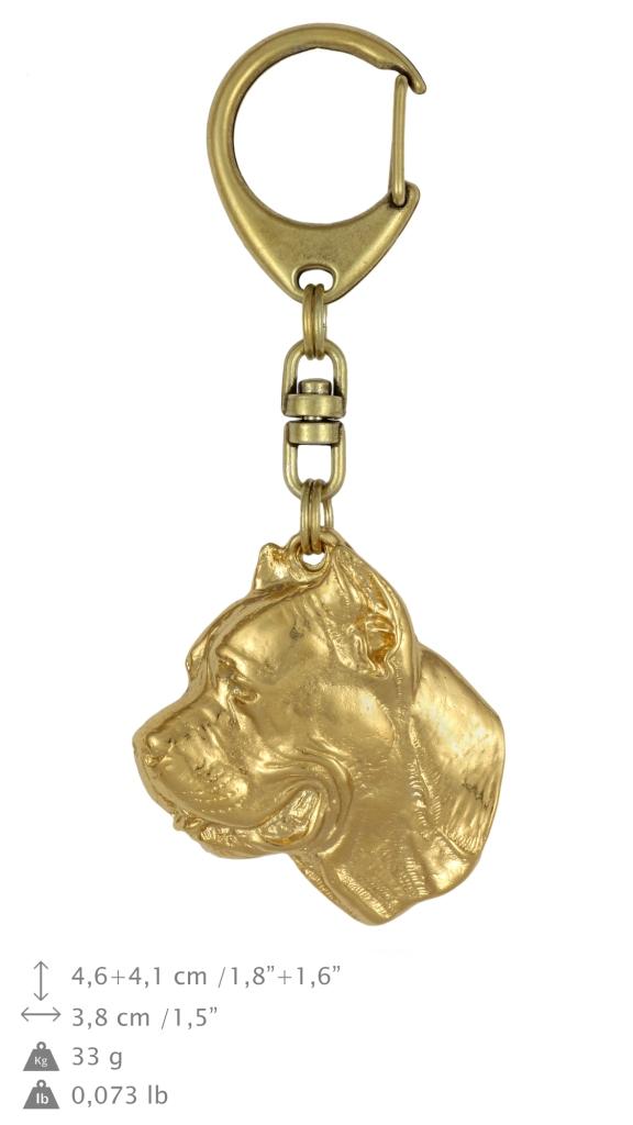 Кане Корсо, Итальянский Кане Корсо - брелок и колье с собакой в ​​коробочке, качественное позолоченное изделие, бренд Art-Dog