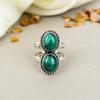 Кольцо из стерлингового серебра 925 пробы с зеленым драгоценным камнем малахит овальной формы для женщин