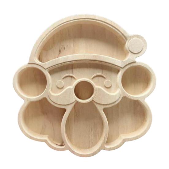 Holiday Table Centerpieces Wooden Christmas Divided Tray, Gingerbread Man Santa Xmas Tree Compartment Snack Claus Party Platters Platter, Wood