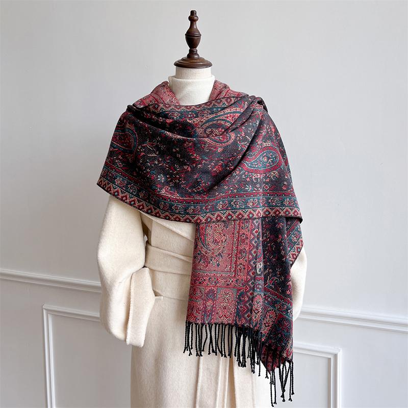 Pashmina Winter Hijab Scarf Long Muslim Cashmere Shawl Female Foulard Soft Turban Head Wraps for Women Headband Poncho Stoles