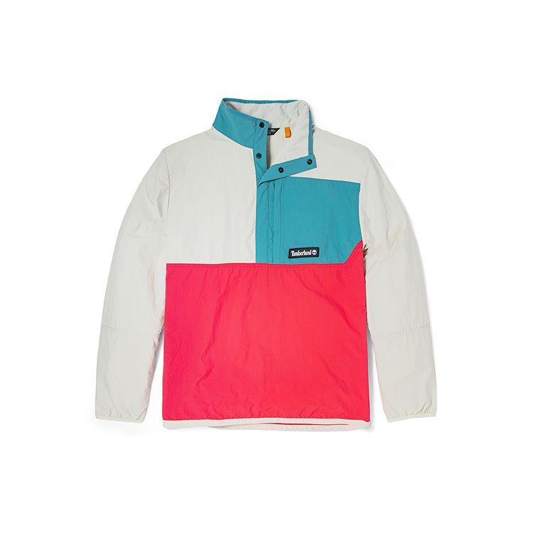Timberland Color Block Half-Zip Stand Collar Jacket Men Jackets Pink White A2D4S-BN4