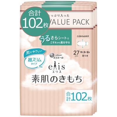 Eris Bare Skin Feeling Super Slim с крыльями 27 см для дневного использования 102 шт. (Особенно использовать) [Оптовая покупка]