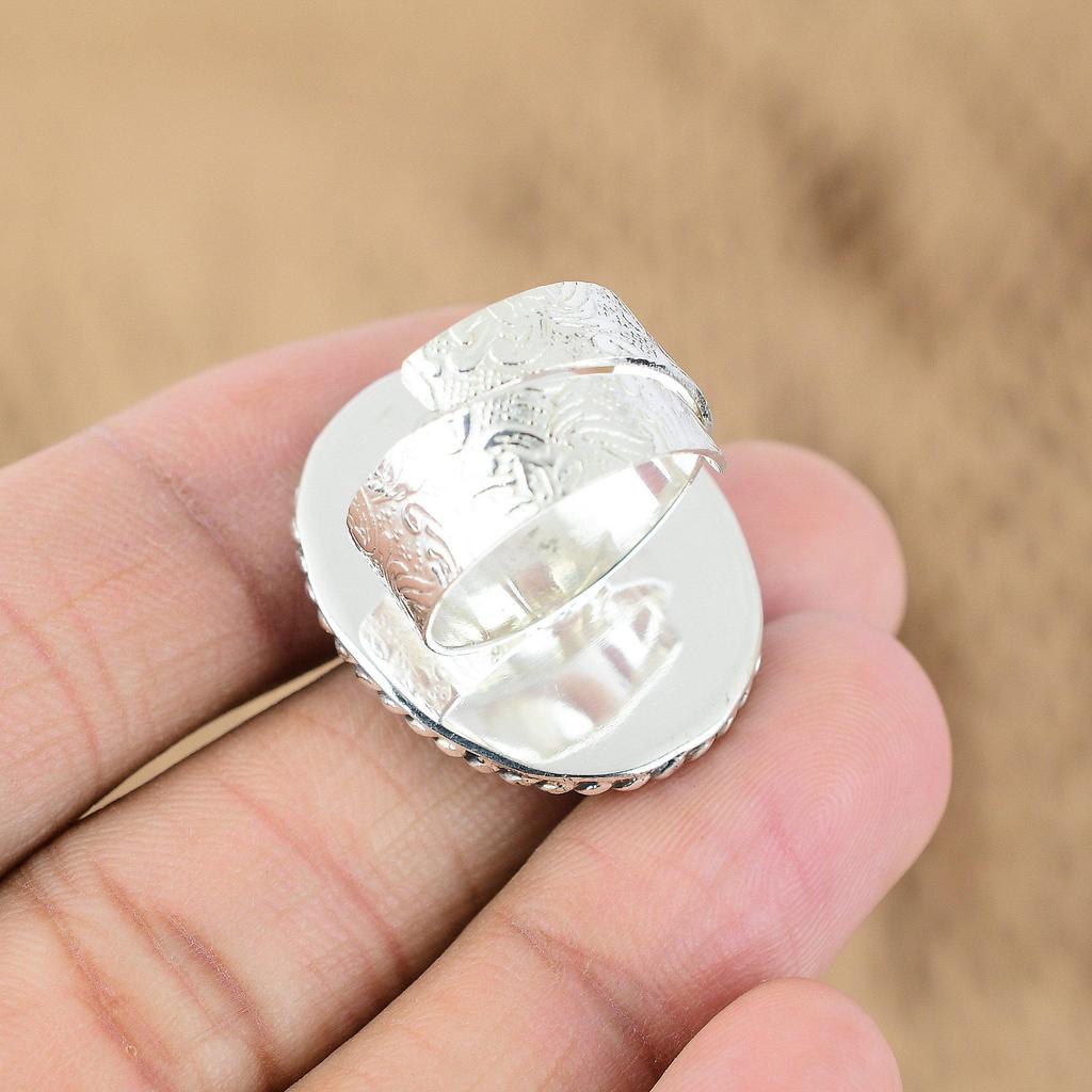 Natural African Amethyst Gemstone 925 Silver Promise Adjustable Ring For Women